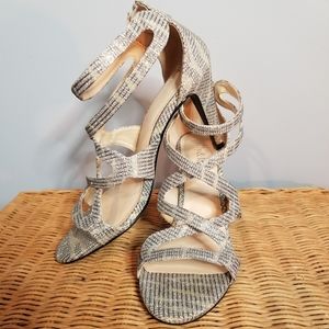 Kelly & Katie Strappy Gold & Silver Heels Size 6.5